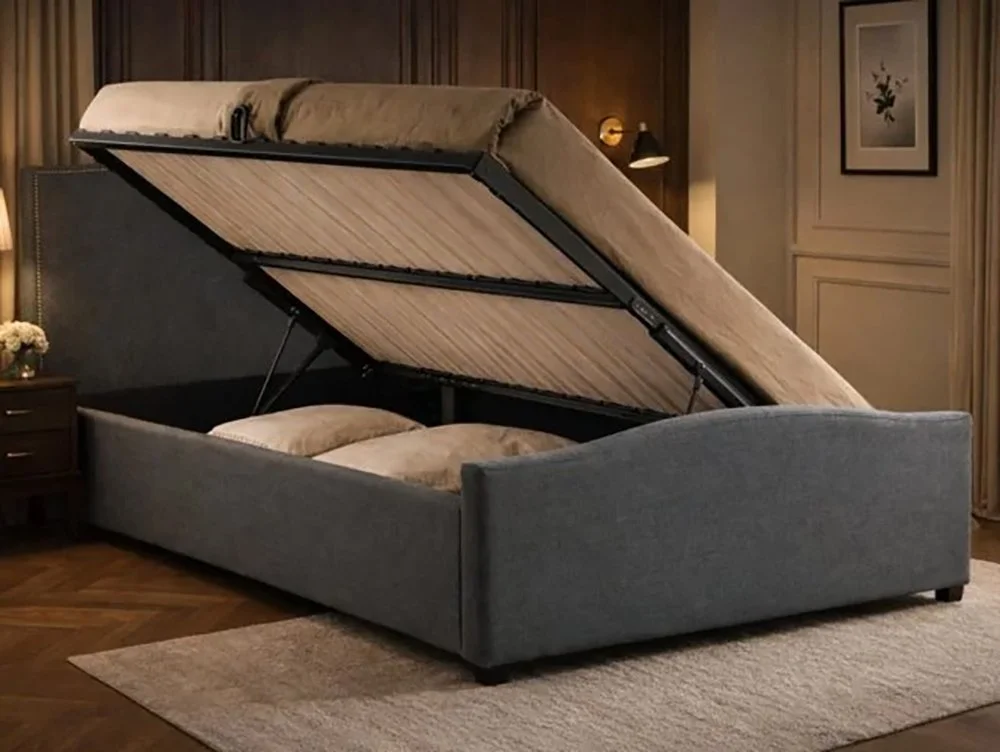 Time Living Time Living Brunswick Grey Fabric Ottoman Bed Frame