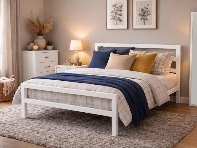 Time Living Time Living City Block White Metal Bed Frame