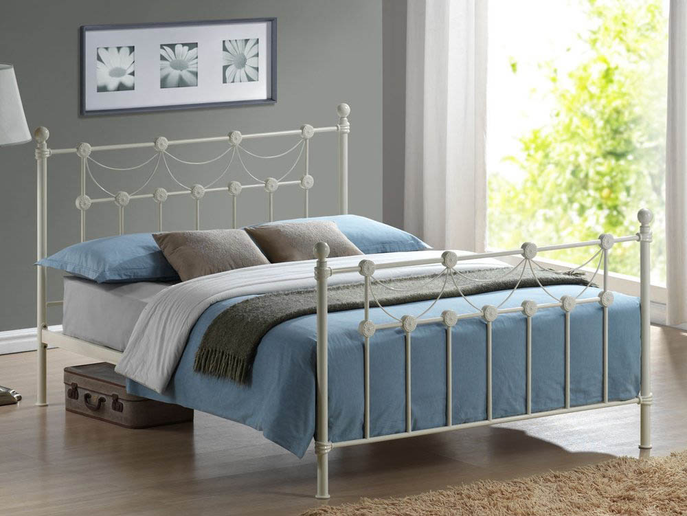 Time Living Omero 5ft King Size Ivory Metal Bed Frame Archers Sleepcentre Time Living Omero 5ft King Size Ivory, Ivory King Size Bed Frame