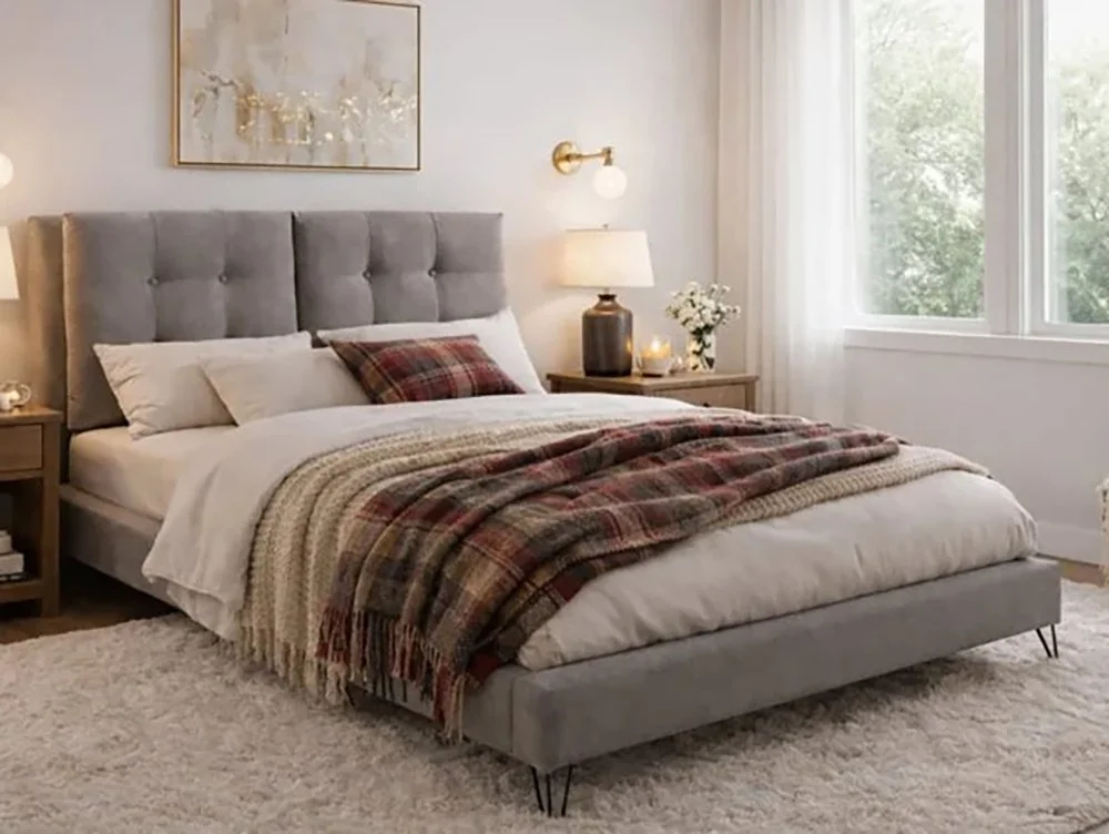 Time Living Time Living Tuscany Light Grey Fabric Bed Frame