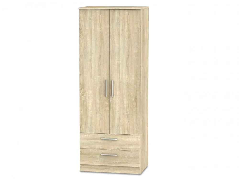 Welcome Welcome 2ft6 Contrast 2 Door 2 Drawer Tall Double Wardrobe (Assembled)