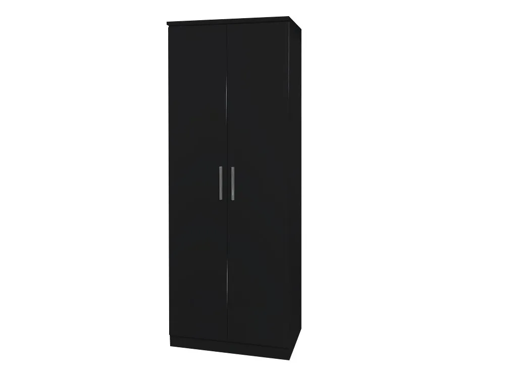 Welcome Welcome Knightsbridge Black High Gloss 2 Door Double Wardrobe (Assembled)
