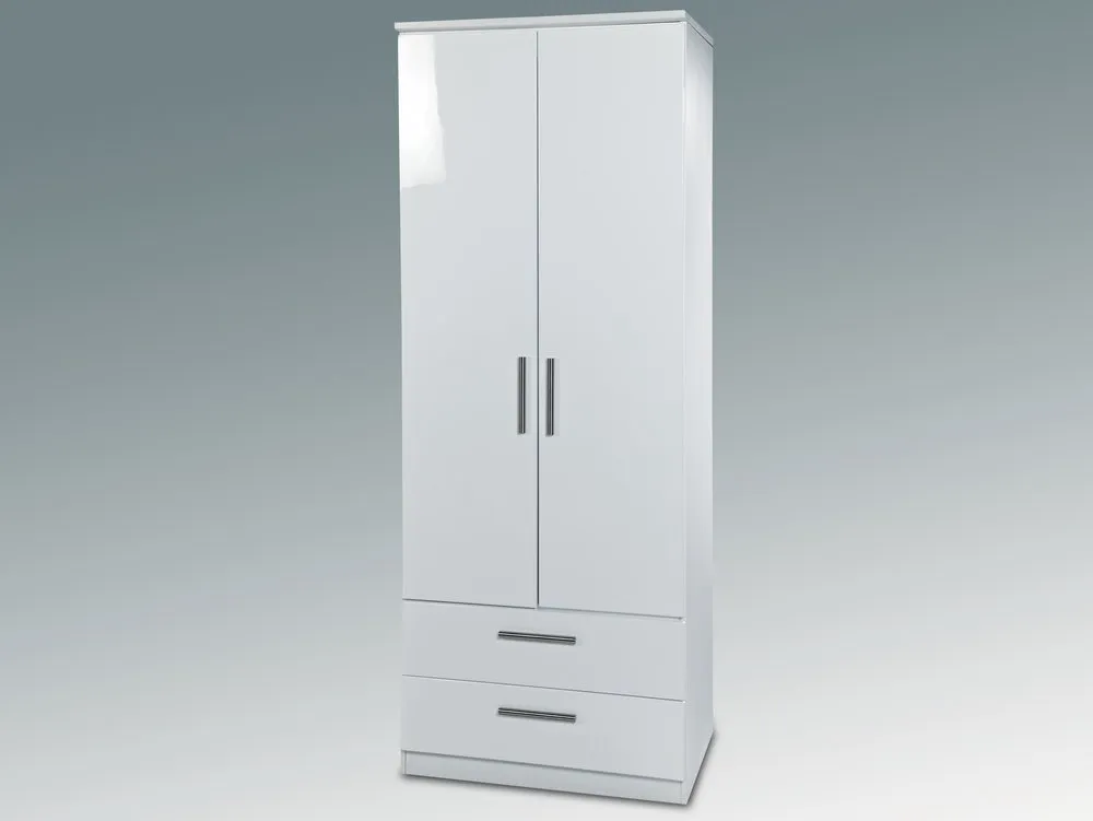 Welcome Welcome Knightsbridge White High Gloss 2 Door 2 Drawer Double Wardrobe (Assembled)