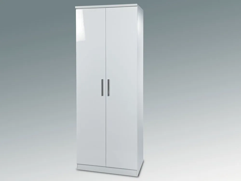 Welcome Welcome Knightsbridge White High Gloss 2 Door Tall Double Wardrobe (Assembled)