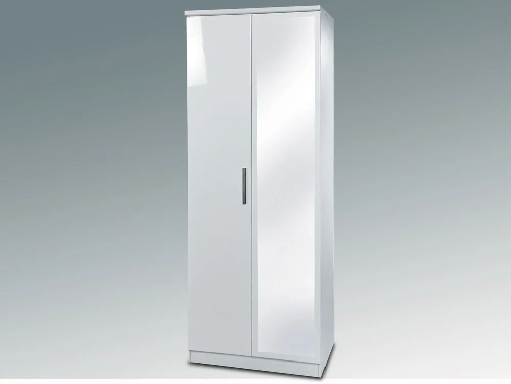 Welcome Welcome Knightsbridge White High Gloss 2 Door Tall Mirrored Double Wardrobe (Assembled)