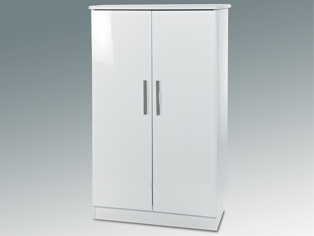 2ft6 Knightsbridge White High Gloss Midi 2 Door Double Wardrobe
