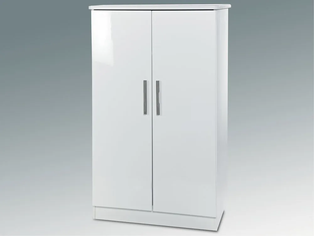 Welcome Welcome Knightsbridge White High Gloss Midi 2 Door Double Wardrobe (Assembled)