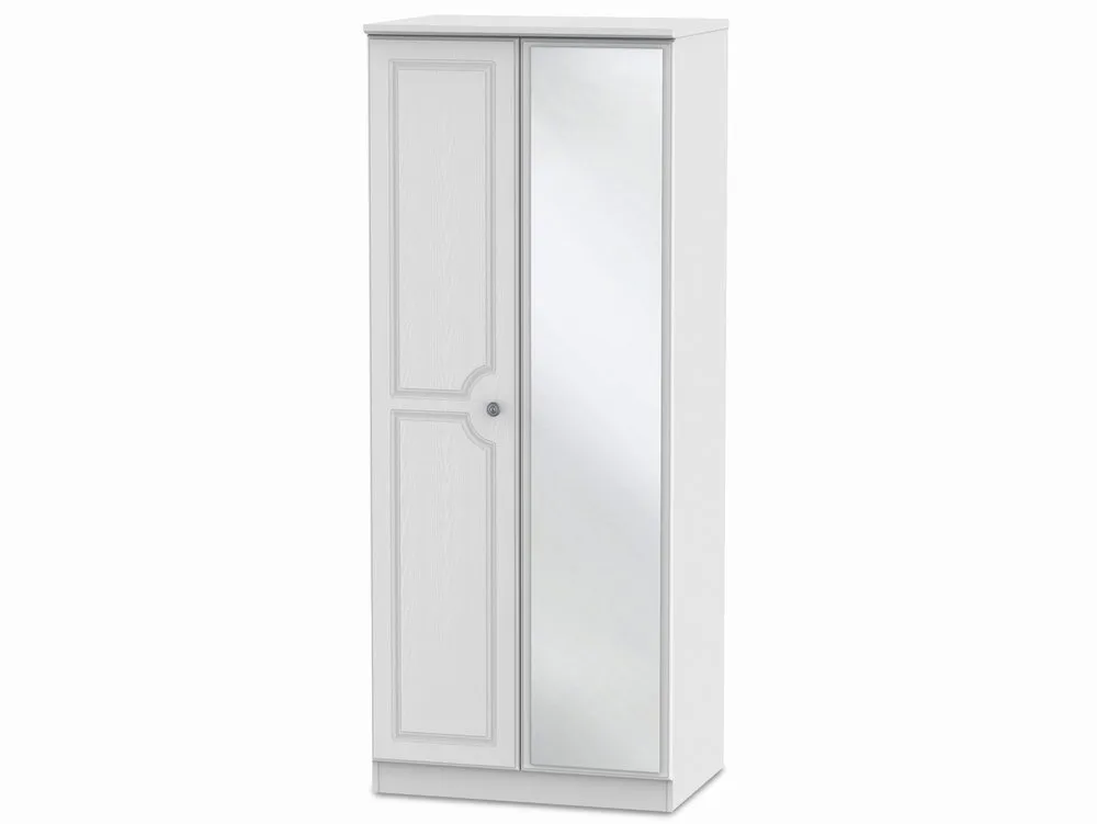 Welcome Welcome Pembroke White Ash 2 Door Mirrored Double Wardrobe (Assembled)