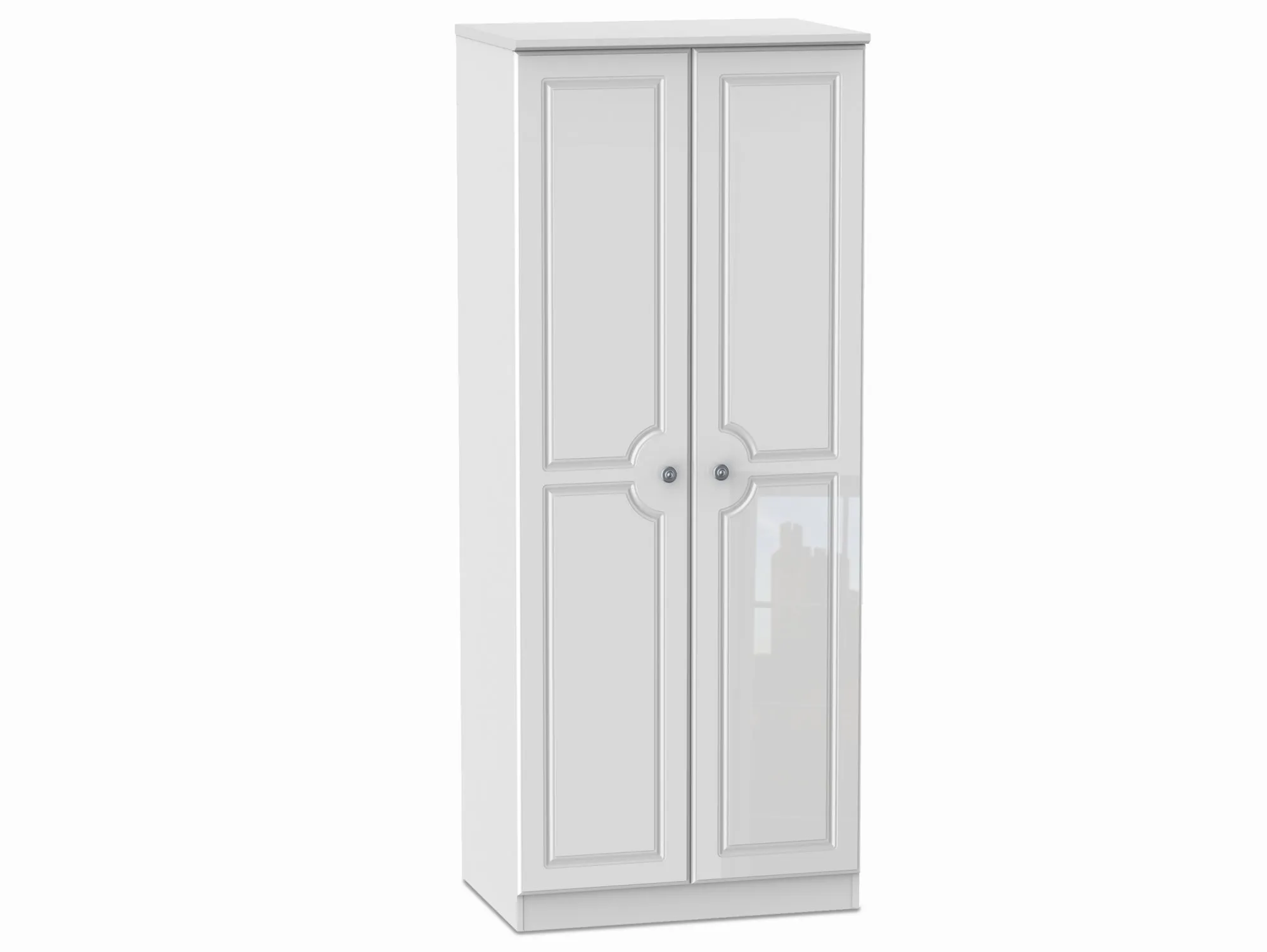 Welcome Welcome 2ft6 Pembroke White High Gloss 2 Door Double Wardrobe (Assembled)