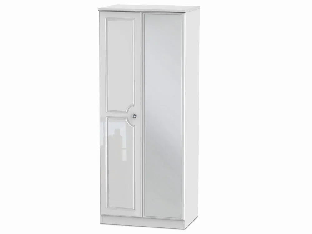 Welcome Welcome Pembroke White High Gloss 2 Door Mirrored Double Wardrobe (Assembled)