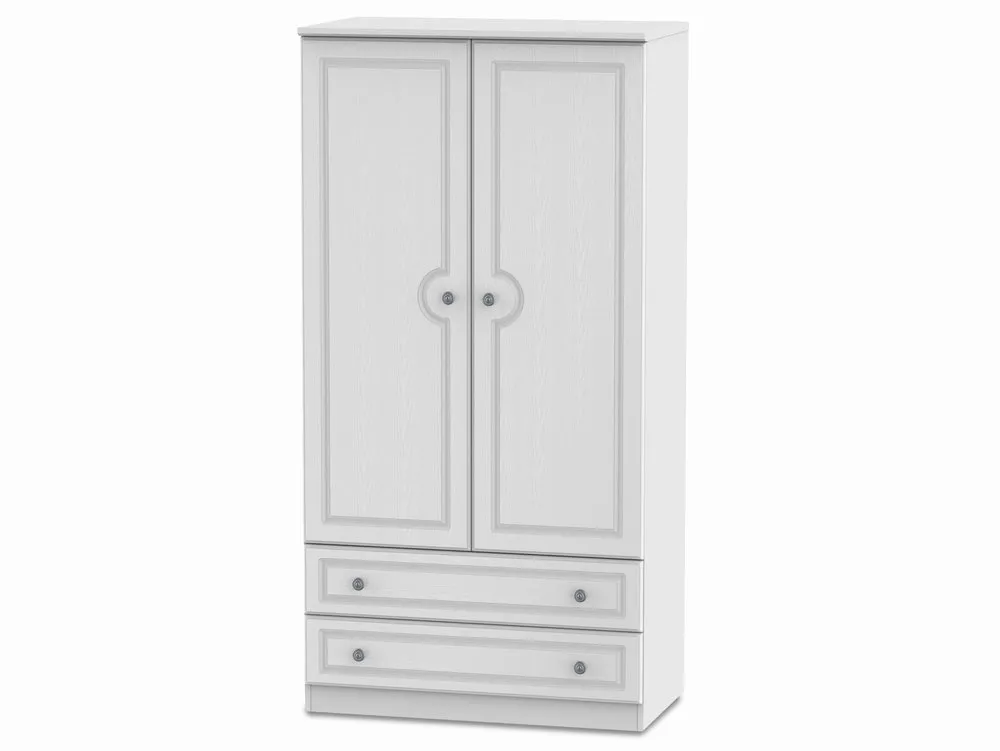 Welcome Welcome 3ft Pembroke White Ash 2 Door 2 Drawer Double Wardrobe (Assembled)