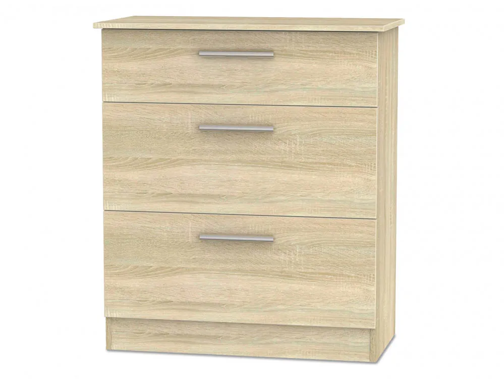 Welcome Welcome Contrast 3 Drawer Deep Low Chest of Drawers (Assembled)