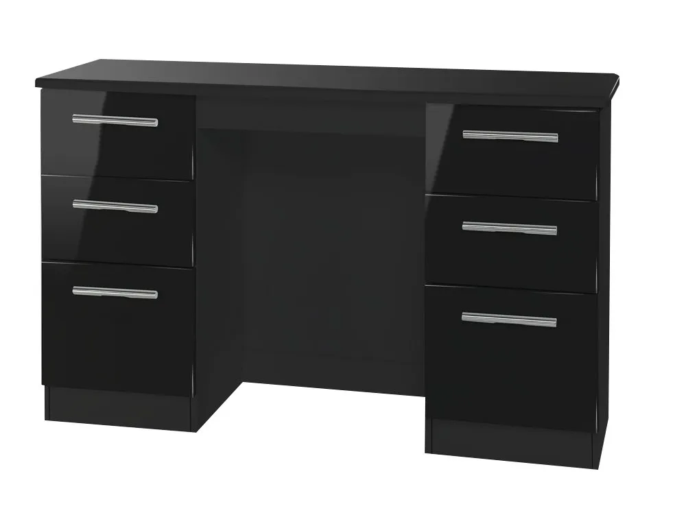 Welcome Welcome Knightsbridge Black High Gloss Double Pedestal Dressing Table (Assembled)