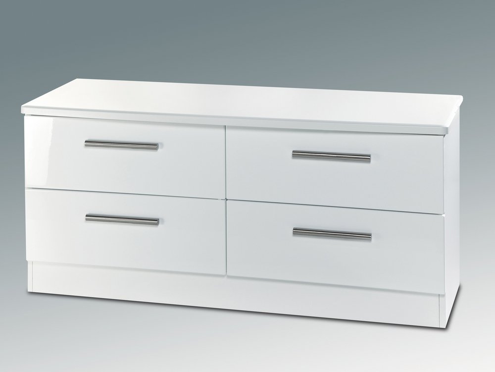 Knightsbridge White High Gloss 4 Drawer Bed Box (Assembled