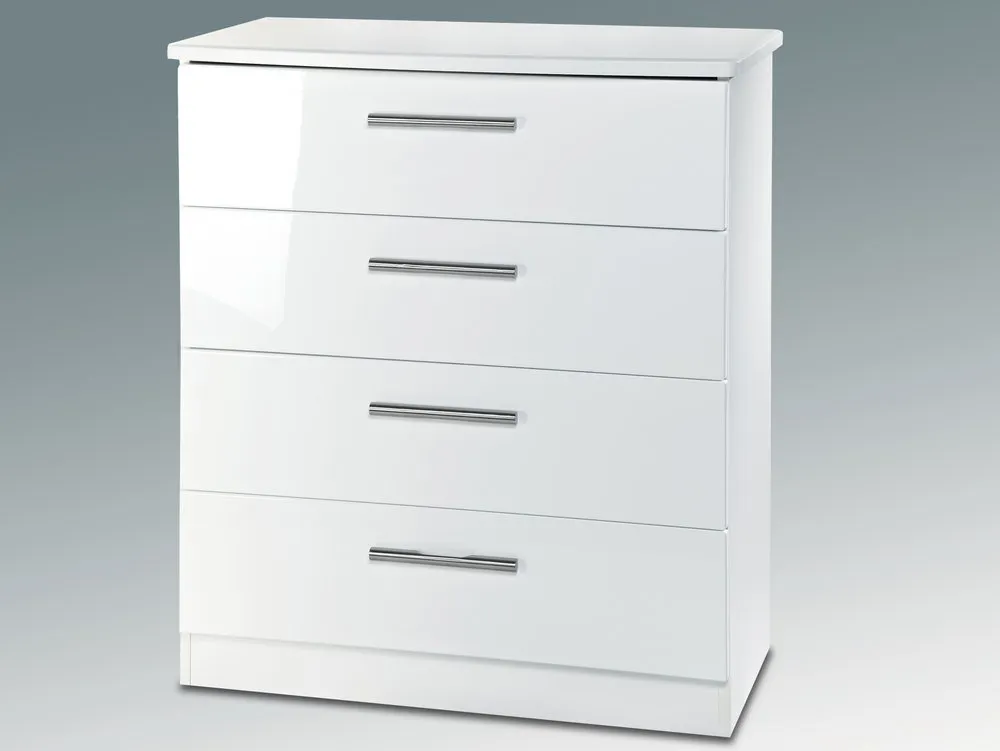 Welcome Welcome Knightsbridge White High Gloss 4 Drawer Chest of Drawers (Assembled)