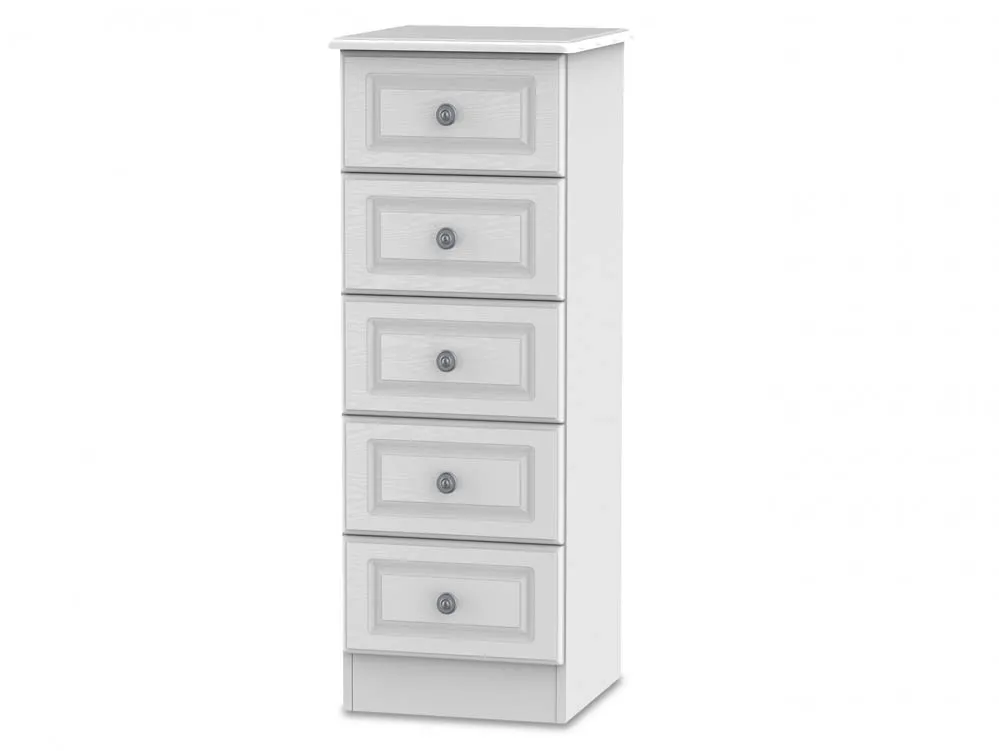 Welcome Welcome Pembroke White Ash 5 Drawer Tall Narrow Chest of Drawers (Assembled)