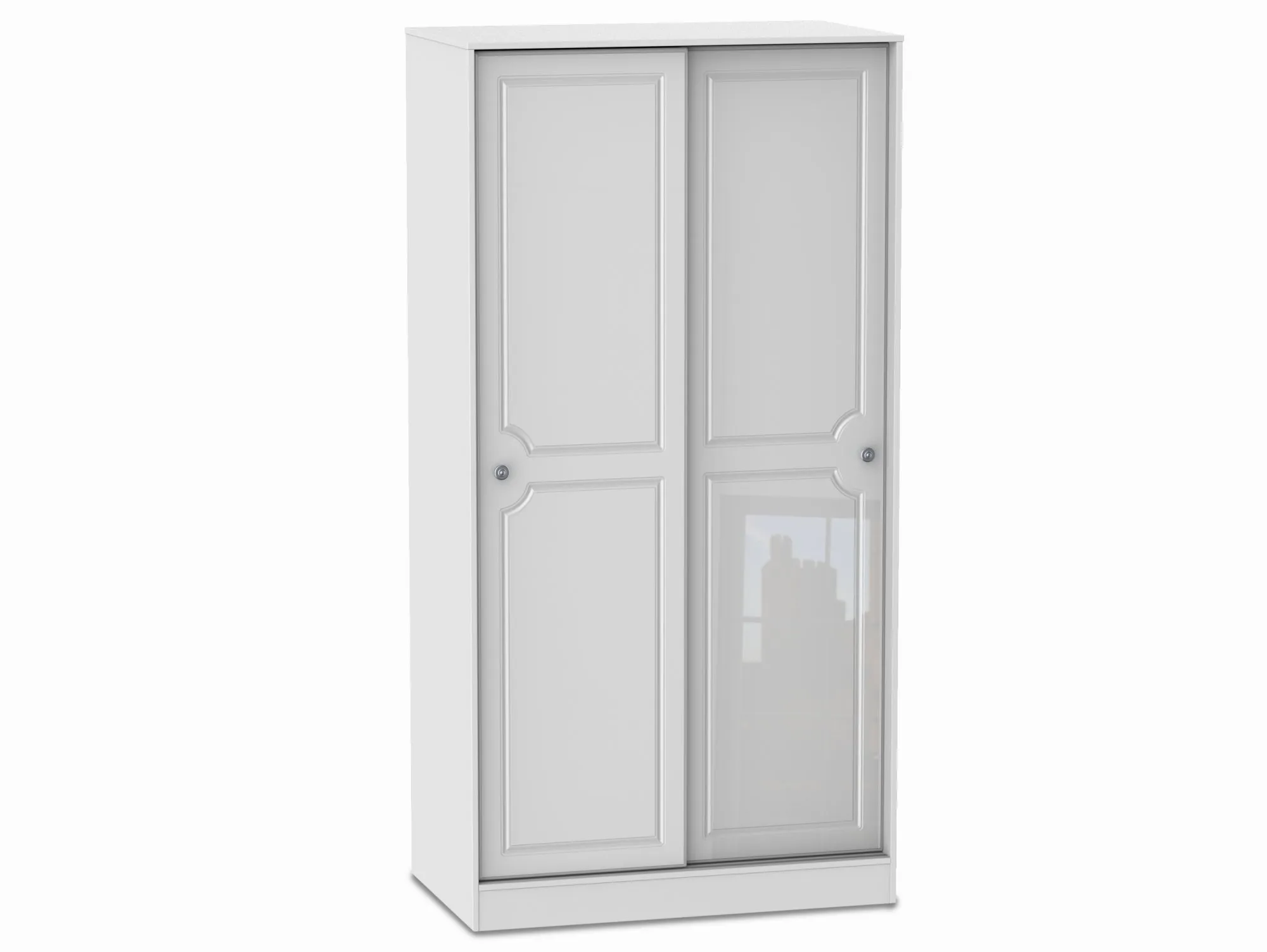 Welcome Welcome Pembroke White High Gloss Sliding Door Double Wardrobe (Part Assembled)