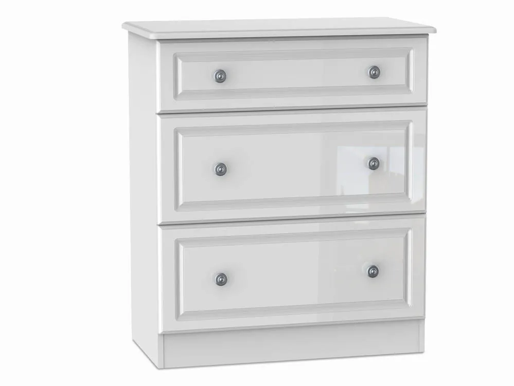 Welcome Welcome Pembroke White High Gloss 3 Drawer Deep Low Chest of Drawers (Assembled)