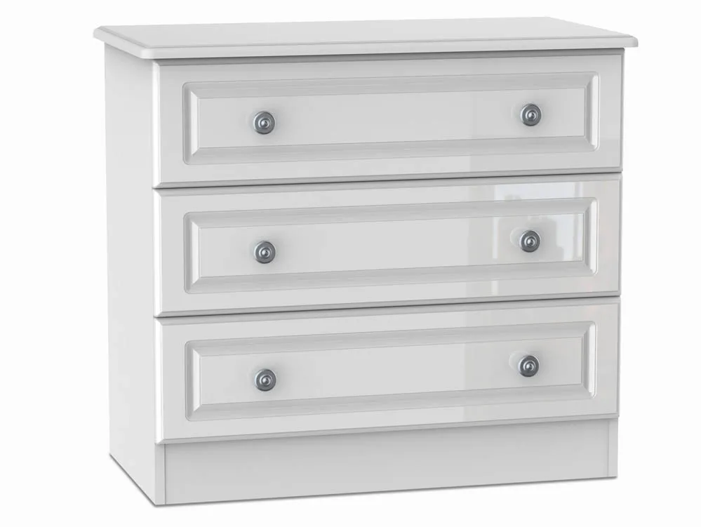 Welcome Welcome Pembroke White High Gloss 3 Drawer Low Chest of Drawers (Assembled)