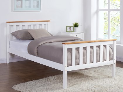 TGC Woodford 3ft Single White and Oak Wooden Bed Frame