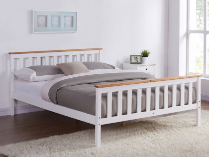 TGC Woodford 4ft6 Double White and Oak Wooden Bed Frame