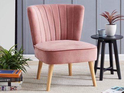TGC Darwin Rose Velvet Upholstered Fabric Accent Chair