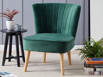 TGC Darwin Green Velvet Upholstered Fabric Accent Chair
