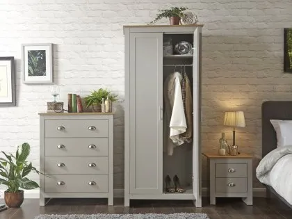 GFW Lancaster Grey and Oak 3 Piece Bedroom Furniture Package