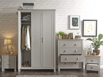 GFW Lancaster Grey and Oak 4 Piece Bedroom Furniture Package (Flat Packed)