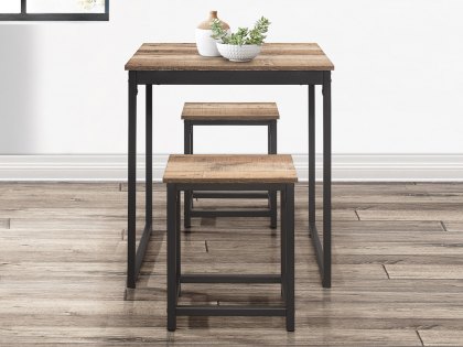 Birlea Urban Rustic Compact Dining Table And 2 Stool Set