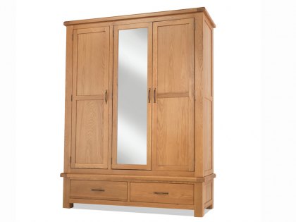 Archers Ambleside 3 Door 2 Drawer Mirrored Oak Wooden Triple Wardrobe (Part Assembled)