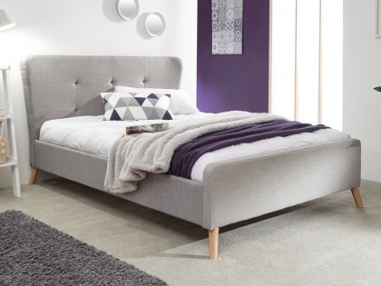 GFW Carnaby 5ft King Size Light Grey Upholstered Fabric Bed Frame