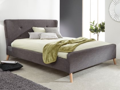 GFW Carnaby 4ft6 Double Grey Upholstered Fabric Bed Frame