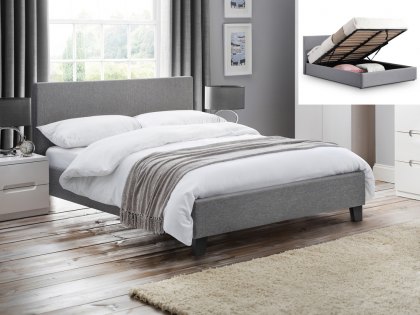 Julian Bowen Rialto 4ft6 Double Grey Linen Upholstered Fabric Ottoman Bed Frame