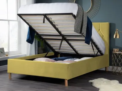 Birlea Loxley 5ft King Size Mustard Fabric Ottoman Bed Frame