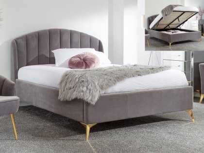 Double Ottoman Bed Frames 42 S, Seconique Amelia 4ft6 Double Grey Upholstered Fabric Bed Frame