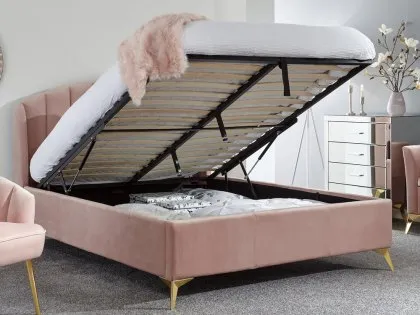 GFW Pettine 4ft6 Double Pink Fabric Ottoman Bed Frame