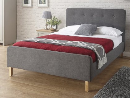 GFW Ashbourne 4ft6 Double Grey Upholstered Fabric Bed Frame