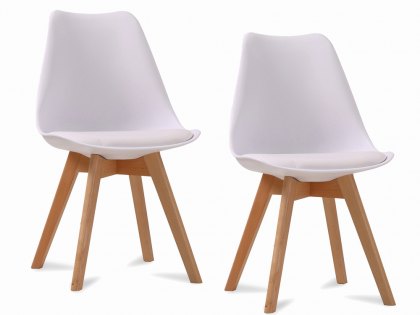 LPD Louvre Set of 2 White Moulded Dining Chairs