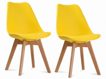 LPD Louvre Set of 2 Yellow Moulded Dining Chairs