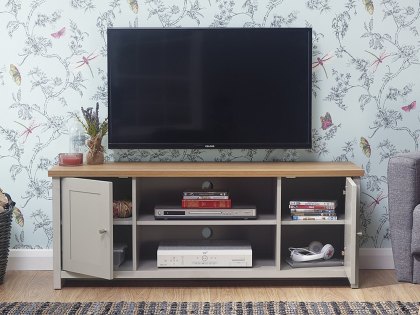 GFW Lancaster Grey and Oak 2 Door Large TV Cabinet (Flat Packed)