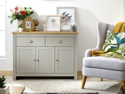 GFW Lancaster Grey and Oak 3 Door 2 Drawer Large Sideboard (Flat Packed)