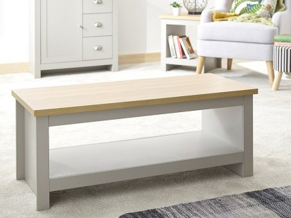 GFW Lancaster Grey and Oak Coffee Table with Shelf (Flat Packed)