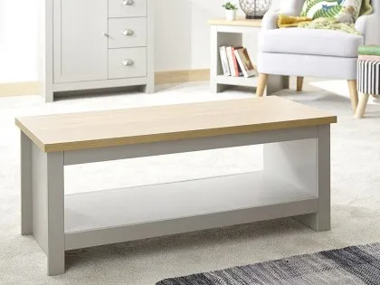 GFW Lancaster Grey and Oak Coffee Table with Shelf