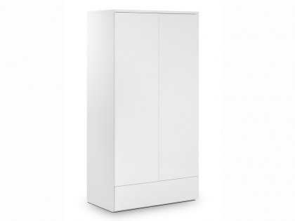 Julian Bowen Monaco White High Gloss 2 Door 1 Drawer Wardrobe (Flat Packed)