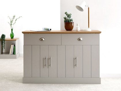 GFW Kendal Grey and Oak 3 Door 2 Drawer Large Sideboard (Flat Packed)