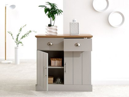 GFW Kendal Grey and Oak 2 Door 2 Drawer Compact Sideboard (Flat Packed)