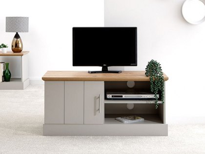 GFW Kendal Grey and Oak 1 Door Small TV Cabinet (Flat Packed)