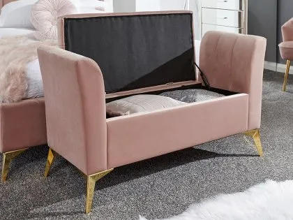 GFW Pettine Pink Fabric Ottoman Storage Bench