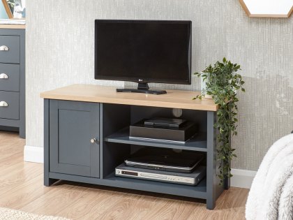 GFW Lancaster Slate Blue and Oak 1 Door Small TV Cabinet (Flat Packed)